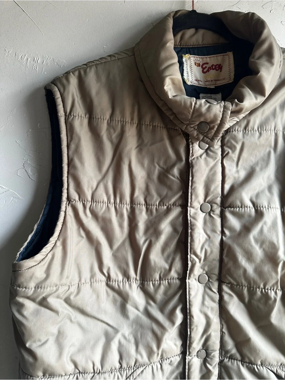 Vintage Envoy The Now Jacket Puffer Vest Taupe Gorpcore Utility Unisex Sz L
